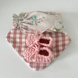 Pink brush dribble bib and booties set