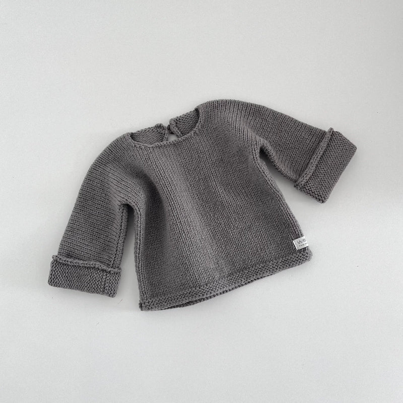 Mushroom knitted baby slouchy sweater on a white background