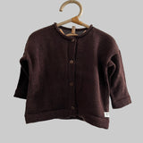 Brown baby marley cardigan on hanger