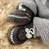 Crochet Booties chocolate with crochet top