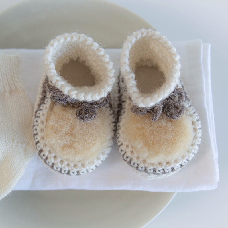 Crochet booties on plate