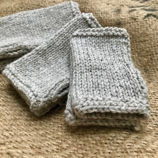 Fingerless Mittens in Oatmeal Marle