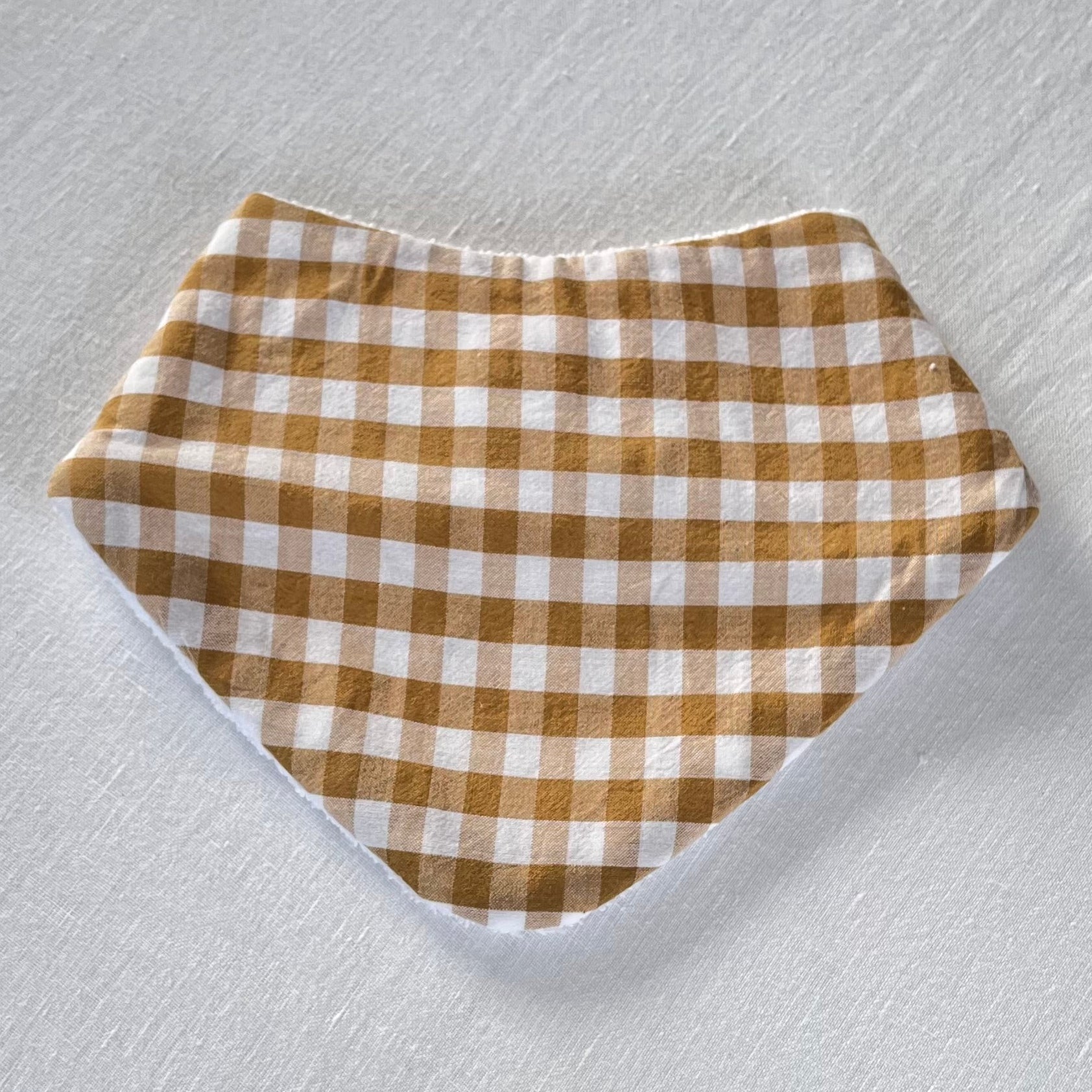 Gingham dribble bib mustard and white squares