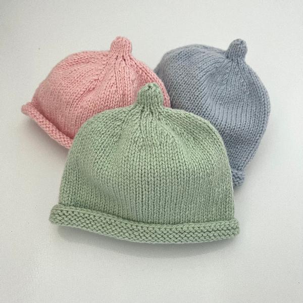Mint blue pink pastel baby beanie