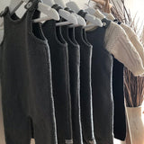 mushroom baby dungarees on hangers