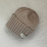 Ribbed oatmeal newborn beanie