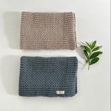 Sand and dusky blue pram blanket
