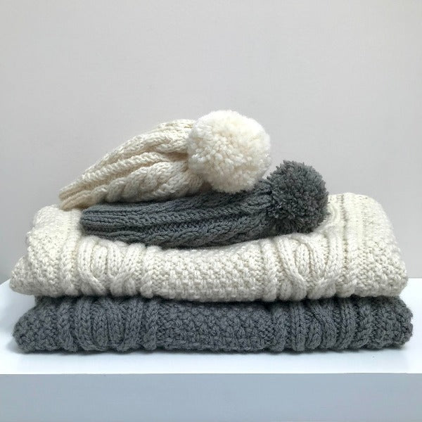 Aran sweaters and cabled hats