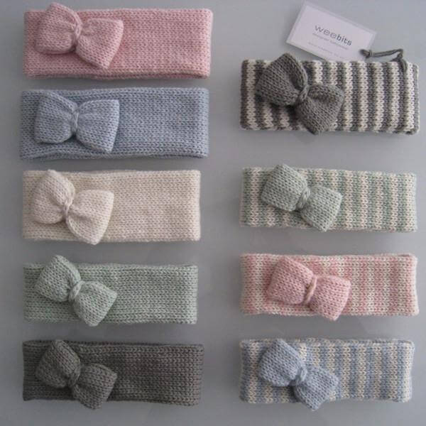 Colour range of headbands for babies