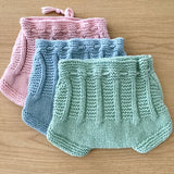 detail pattern of over nappy pants in pastel colours