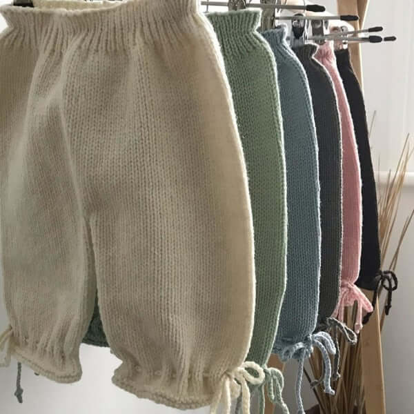 knitted pants with ankle ties