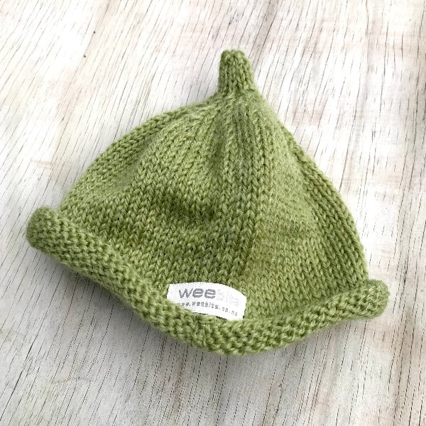 Knitted pistachio baby beanie