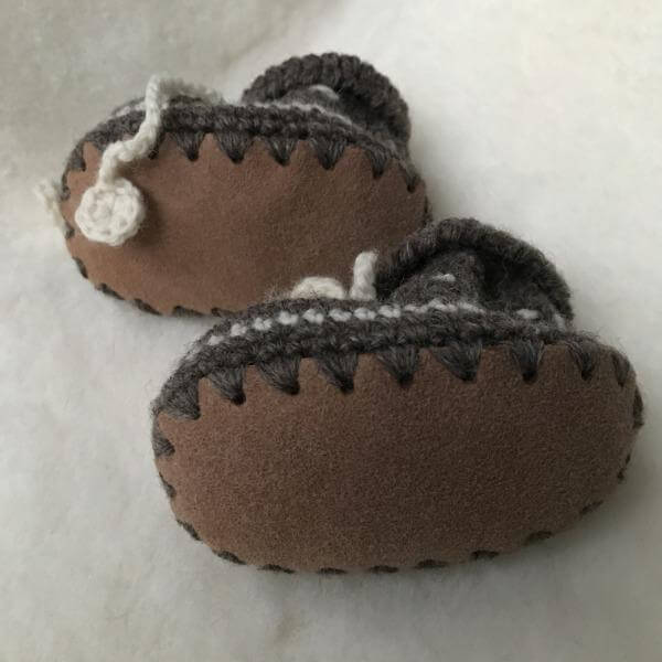 Leather sole of crochet booties