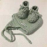 Mint baby hat and booties set