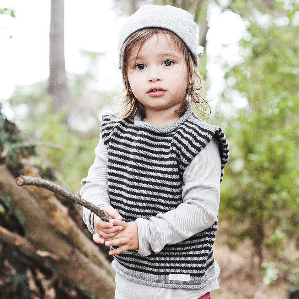 Mushroom chocolate stripe roll neck vest