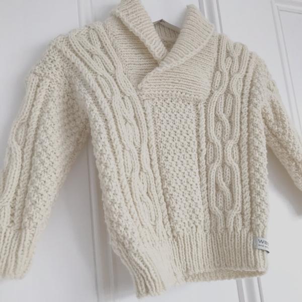 Natural baby Aran sweater NZ made