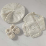 Natural beret button scarf and Mary Janes