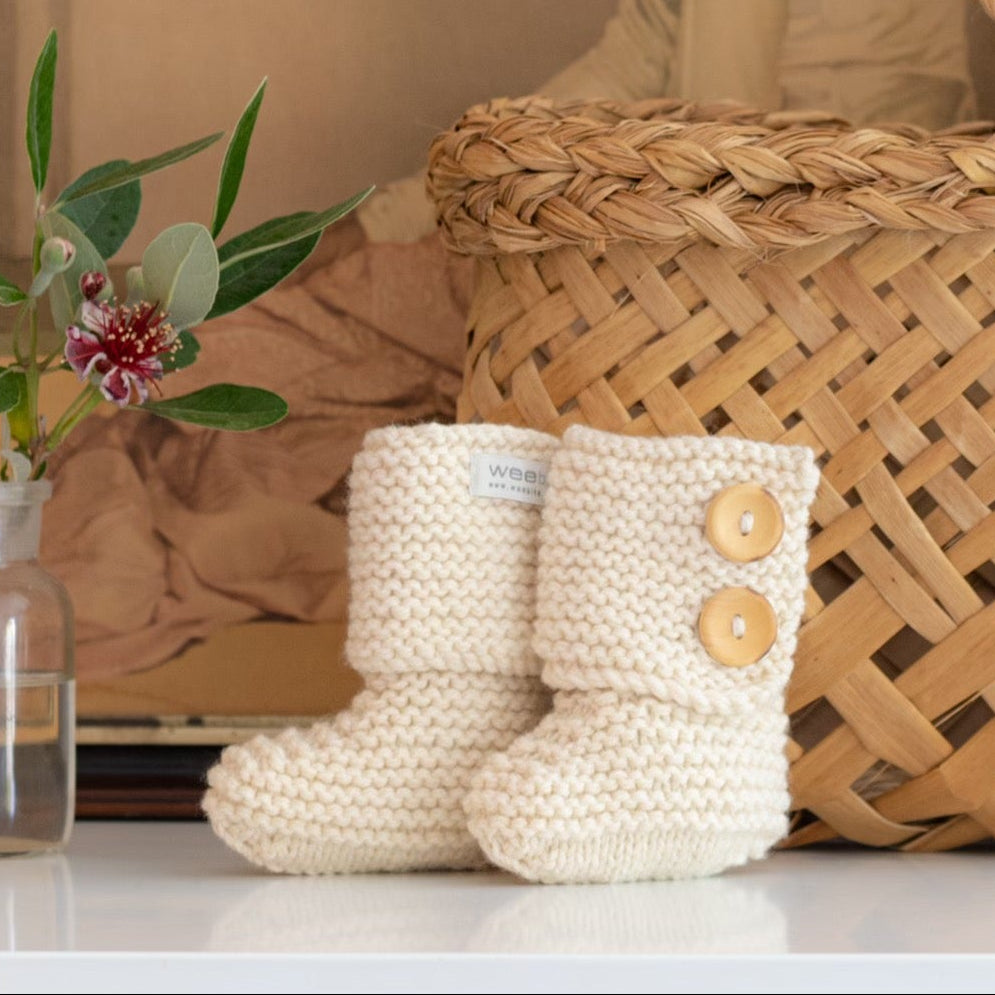 Natural chunky knit boots