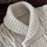 Neck detail of baby Aran sweater nz made
