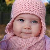 pink chunky knit baby hat