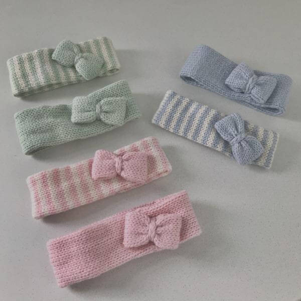 Set of knitted baby headbands