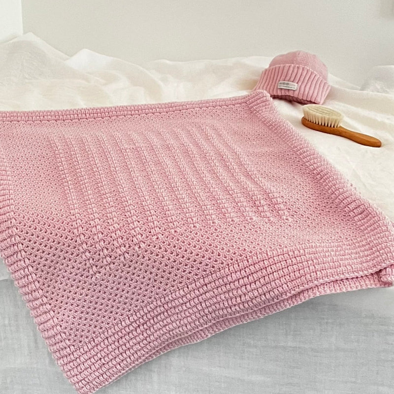 Blossom pink merino cot blanket nz made