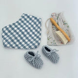 Blue brush dribble bib and booties set