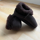 Lambskin Booties in dark brown with fleece lining