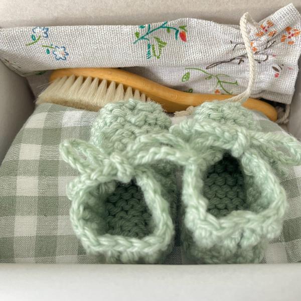 brush dribble bib and booties set in box