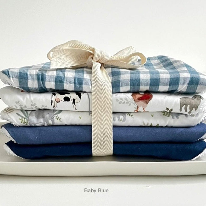 Baby blue dribble bib set of 5