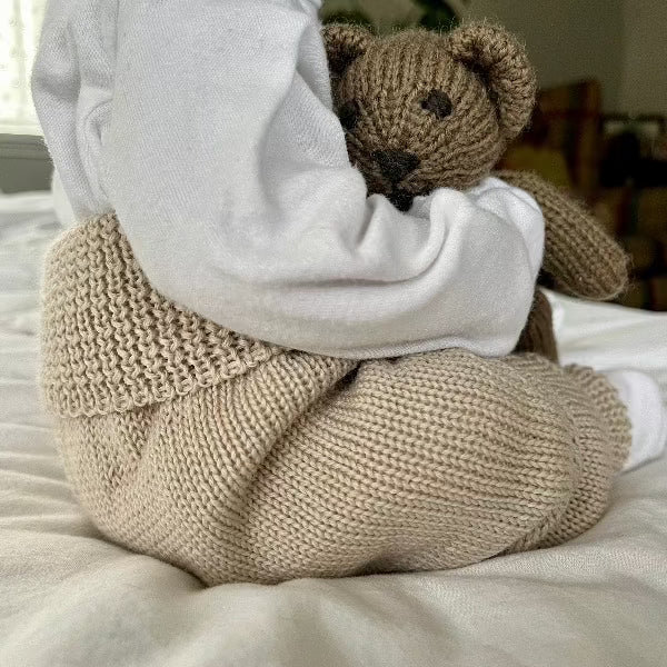 Baby wearing Oatmeal Jodhpur with Teddy 