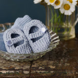 Blue mary jane baby shoes