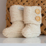 Chunky Boots with natural wood buttons