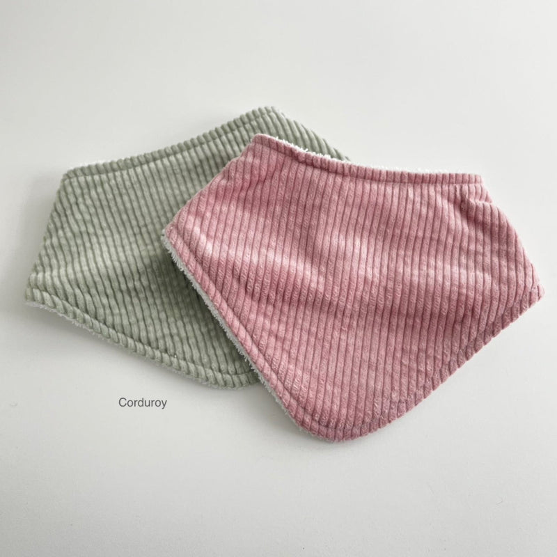 Corduroy dribble bib green pink