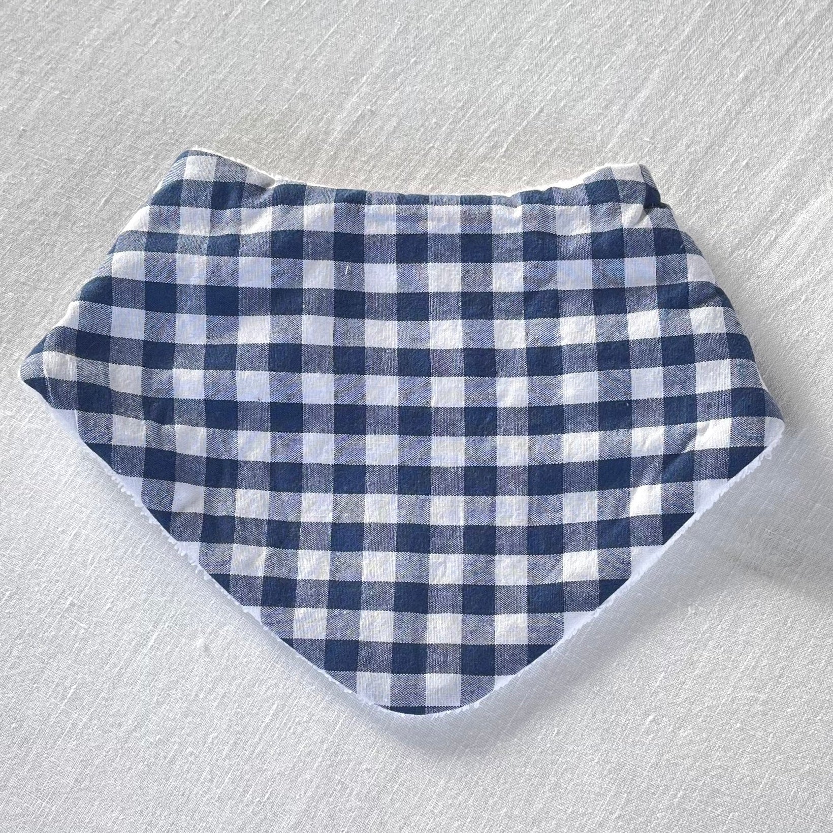 Gingham dribble bib blue and white squares