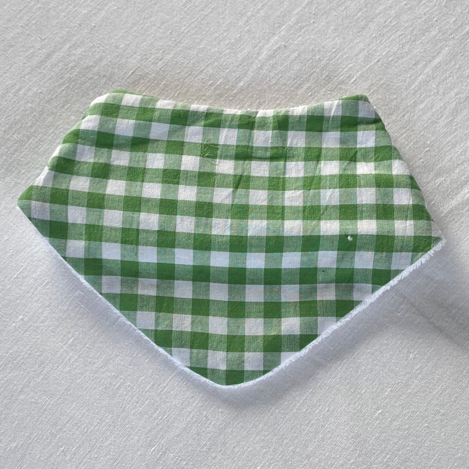 Gingham dribble bib green and white squares