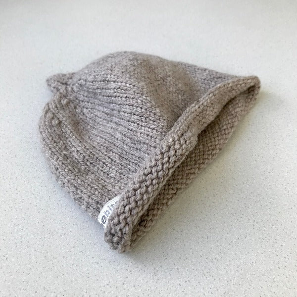 Knitted oatmeal premature beanie