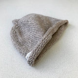 Knitted premature oatmeal baby beanie