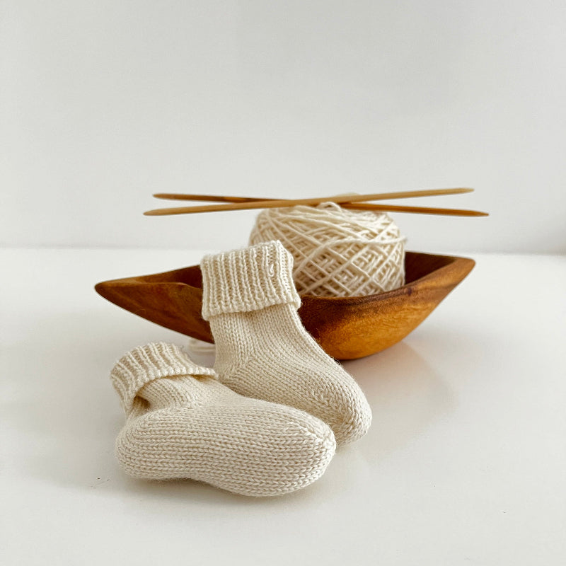 Merino baby socks natural fine wool