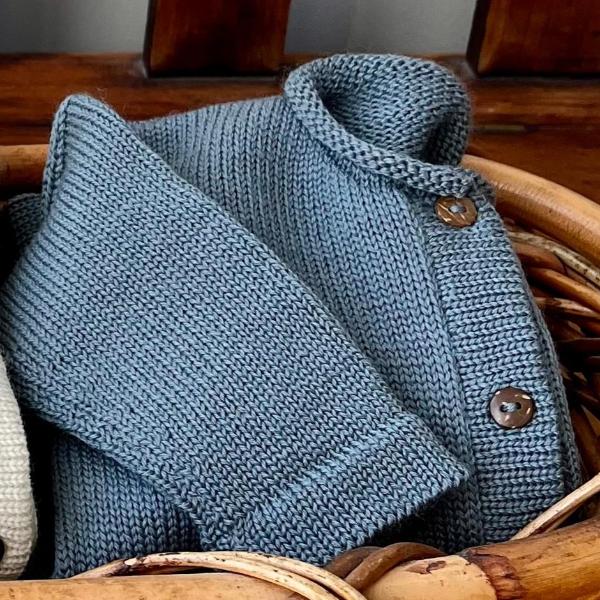 Merino knit Marley cardigan in dusky blue