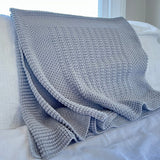 Misty blue merino cot blanket nz made
