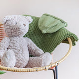 Moss baby pram blanket with matching beanie