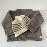 Mushroom Stripe baby cardigan and beanie set