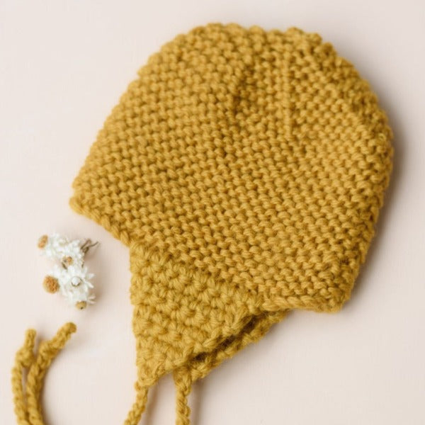Mustard baby chunky knit hat