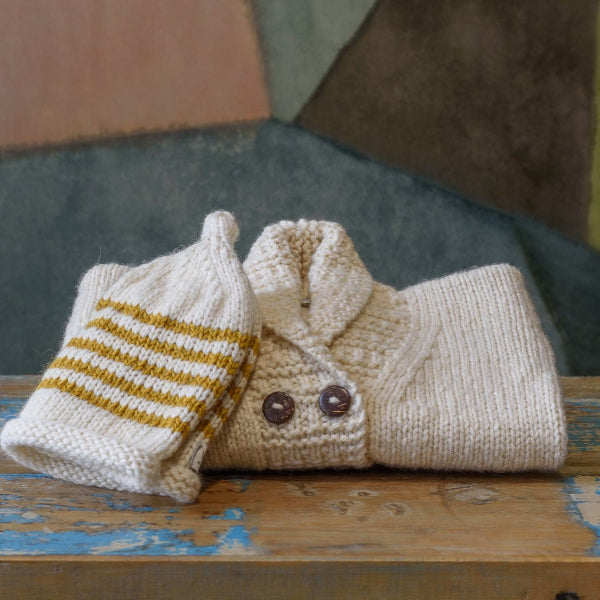 Natural George jacket mustard stripe beanie