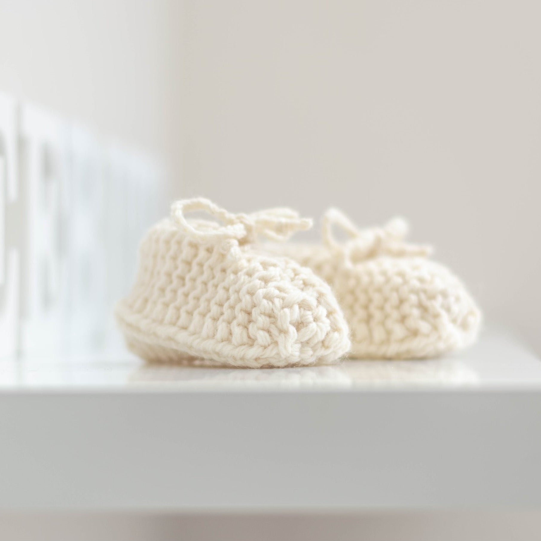 Natural premature chunky booties on shelf