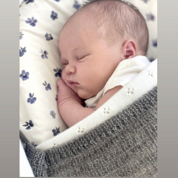 Newborn Baby in Stansborough Baby Wrap Grey