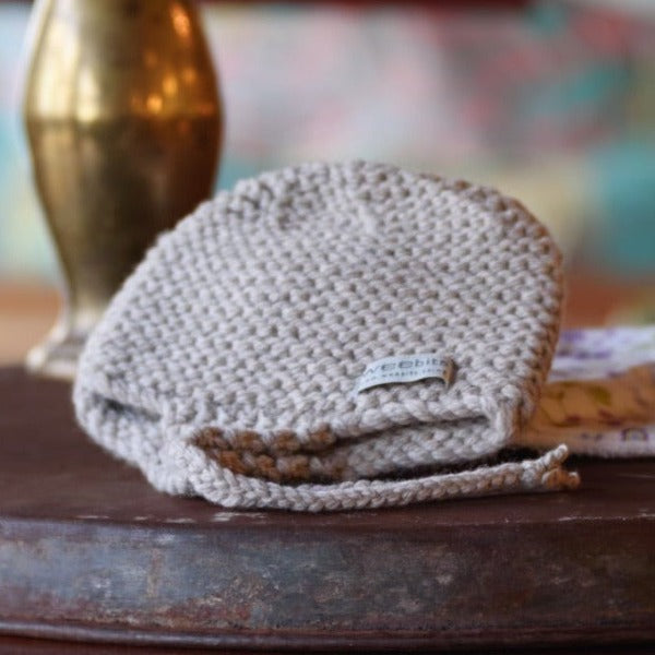 Oatmeal chunky knit baby hat