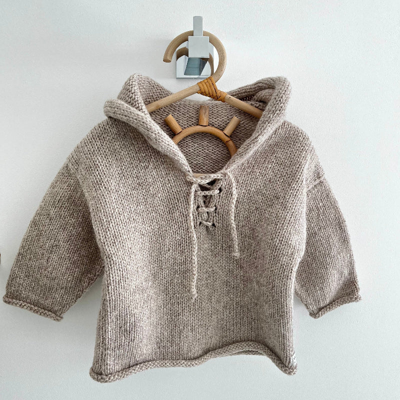 Oatmeal marle knitted baby hoodie