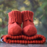 Orange merino baby socks